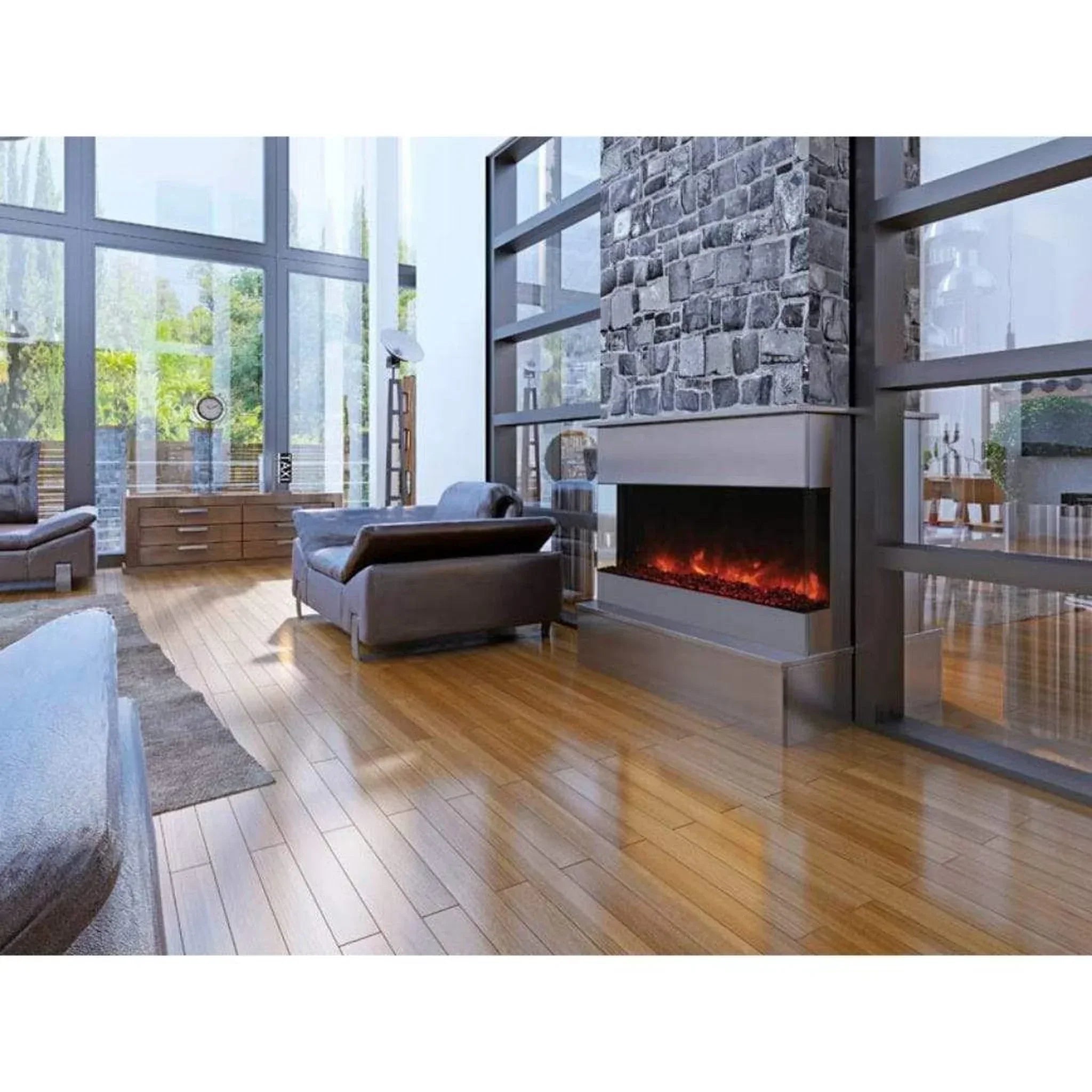 Amantii Tru-View XL Deep 50" Three-Sided Built-In Electric Fireplace for Indoor/Outdoor Use