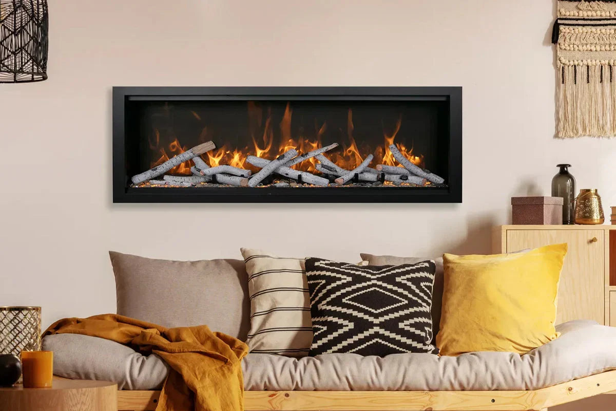 Amantii Symmetry Bespoke 34'' Wall Mount / Recessed Linear Indoor/Outdoor Electric Fireplace - Green Vista Living