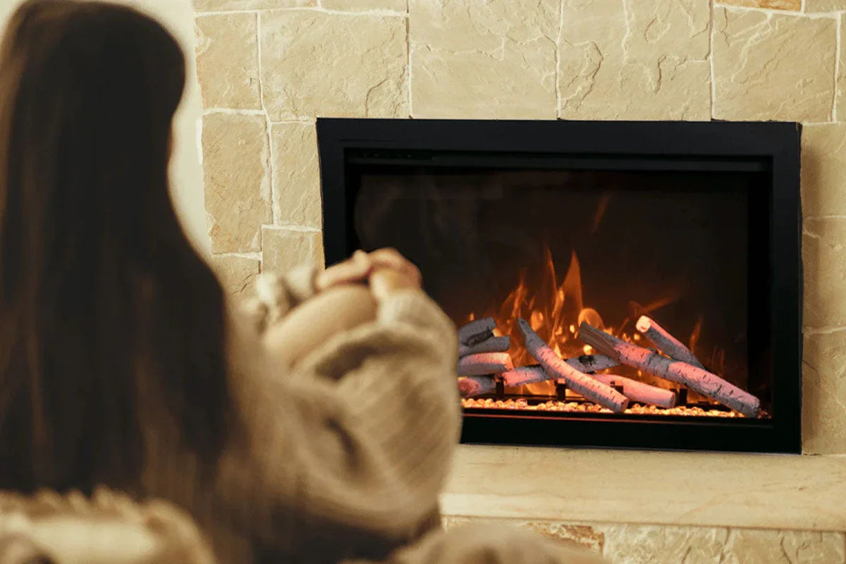 Amantii Traditional Bespoke 30-Inch Built-In Indoor/Outdoor Smart Electric Firebox Insert - Green Vista Living