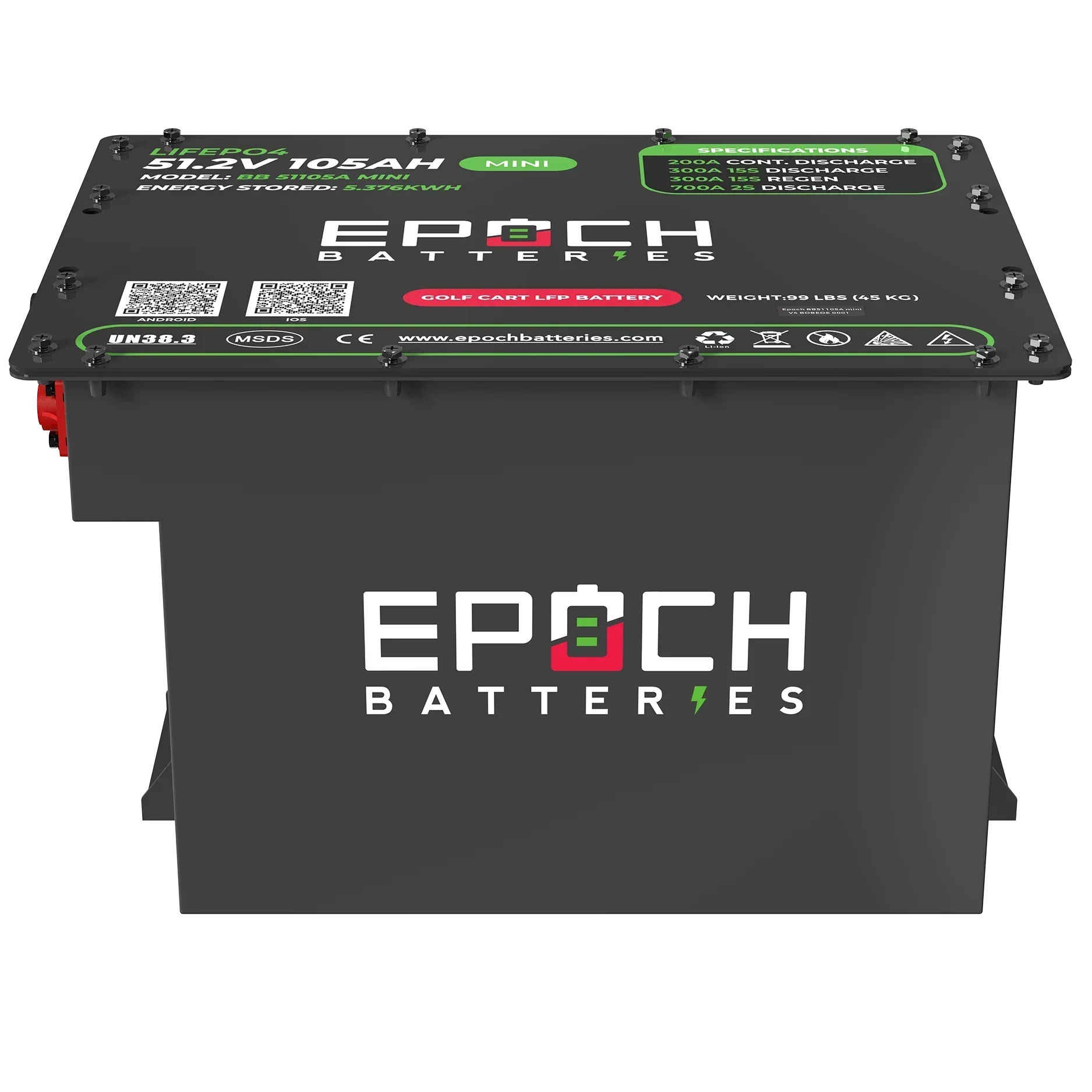 Epoch Batteries 48V 105Ah MINI - Lithium (LiFePO4) Golf Cart Battery - Complete Kit