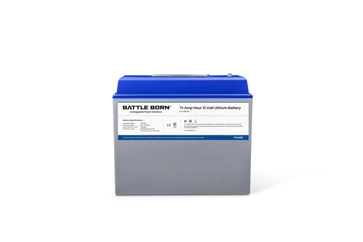 Battle Born 75Ah 12V Group 24 LiFePO4 Heated Battery Kit