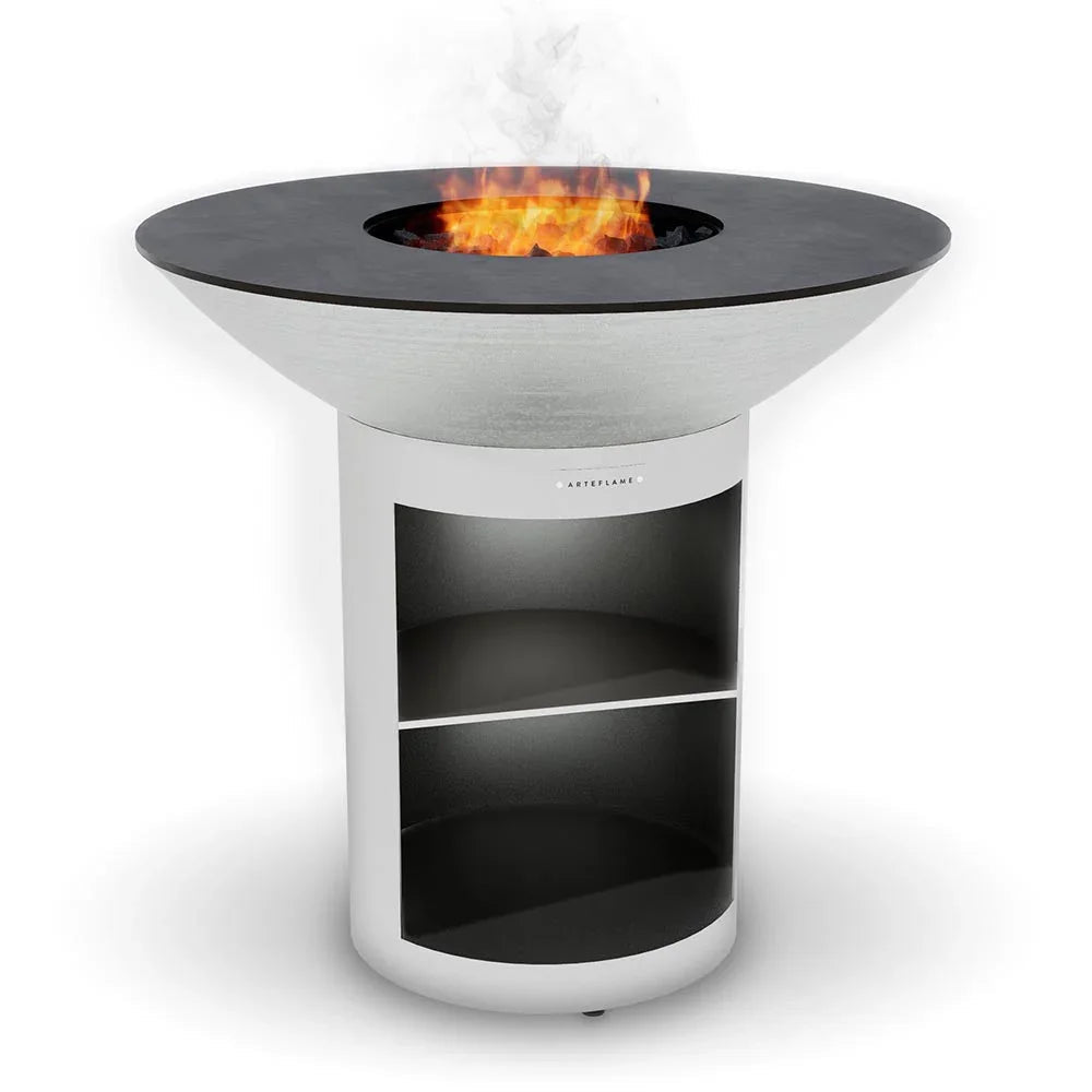 Arteflame 40″ Platinum Series — Stainless Fire Bowl Flat-Top Grill with Storage Base - Green Vista Living