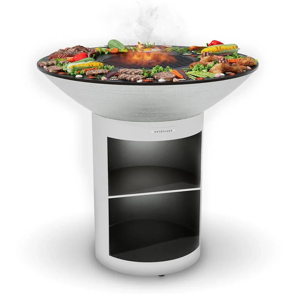 Arteflame 40″ Platinum Series — Stainless Fire Bowl Flat-Top Grill with Storage Base - Green Vista Living