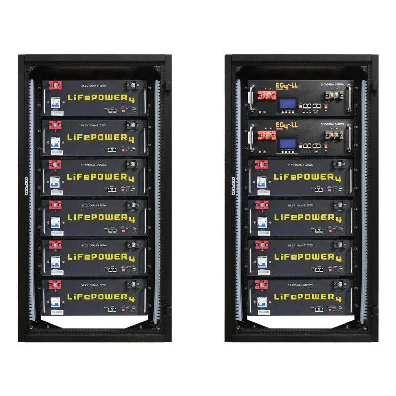 EG4 Enclosed 6 Slot Battery Rack [Pre-Assembled] | Wheels Included | Bus Bar Covers | Welded (Grey)