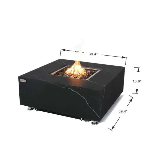 Elementi Plus Sofia 40" Marble Porcelain Fire Table - Bulgaria Black