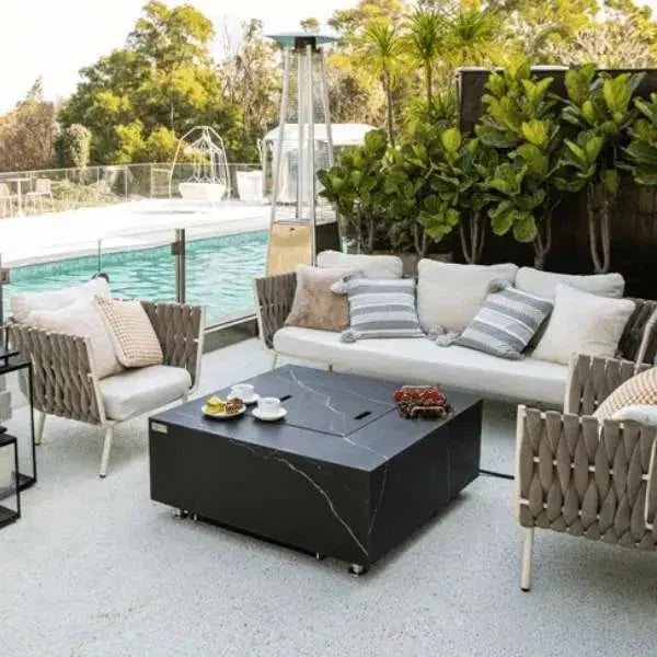 Elementi Plus Sofia 40" Marble Porcelain Fire Table - Bulgaria Black