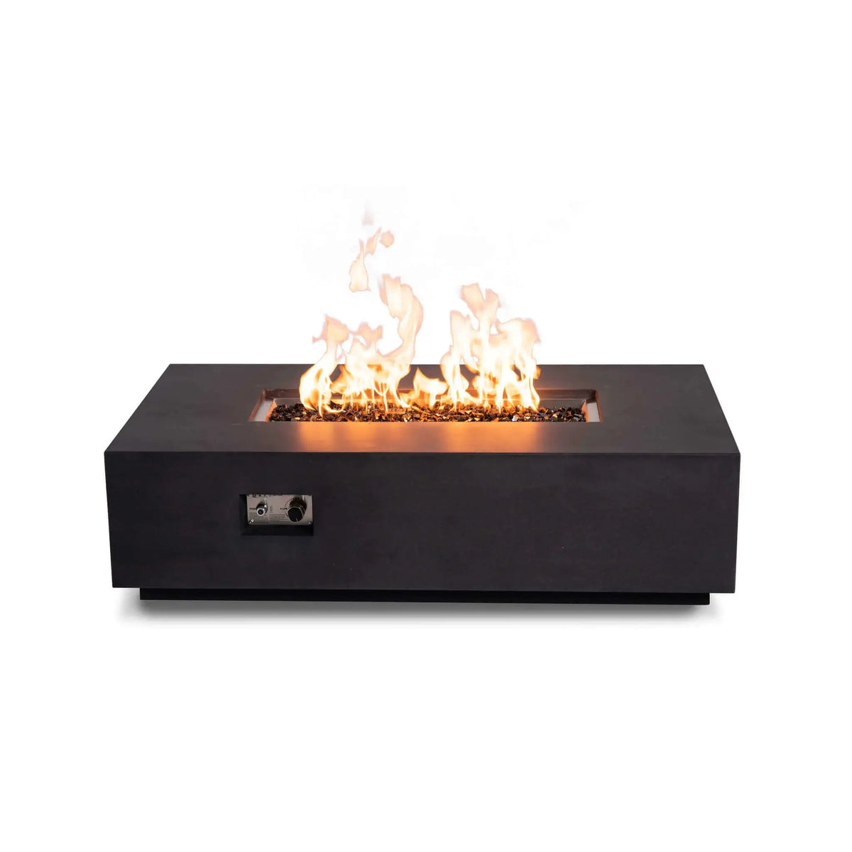 Flame Havens Refuge 56" x 30" Rectangle GFRC Fire Pit — Graphite Black, Natural Gas