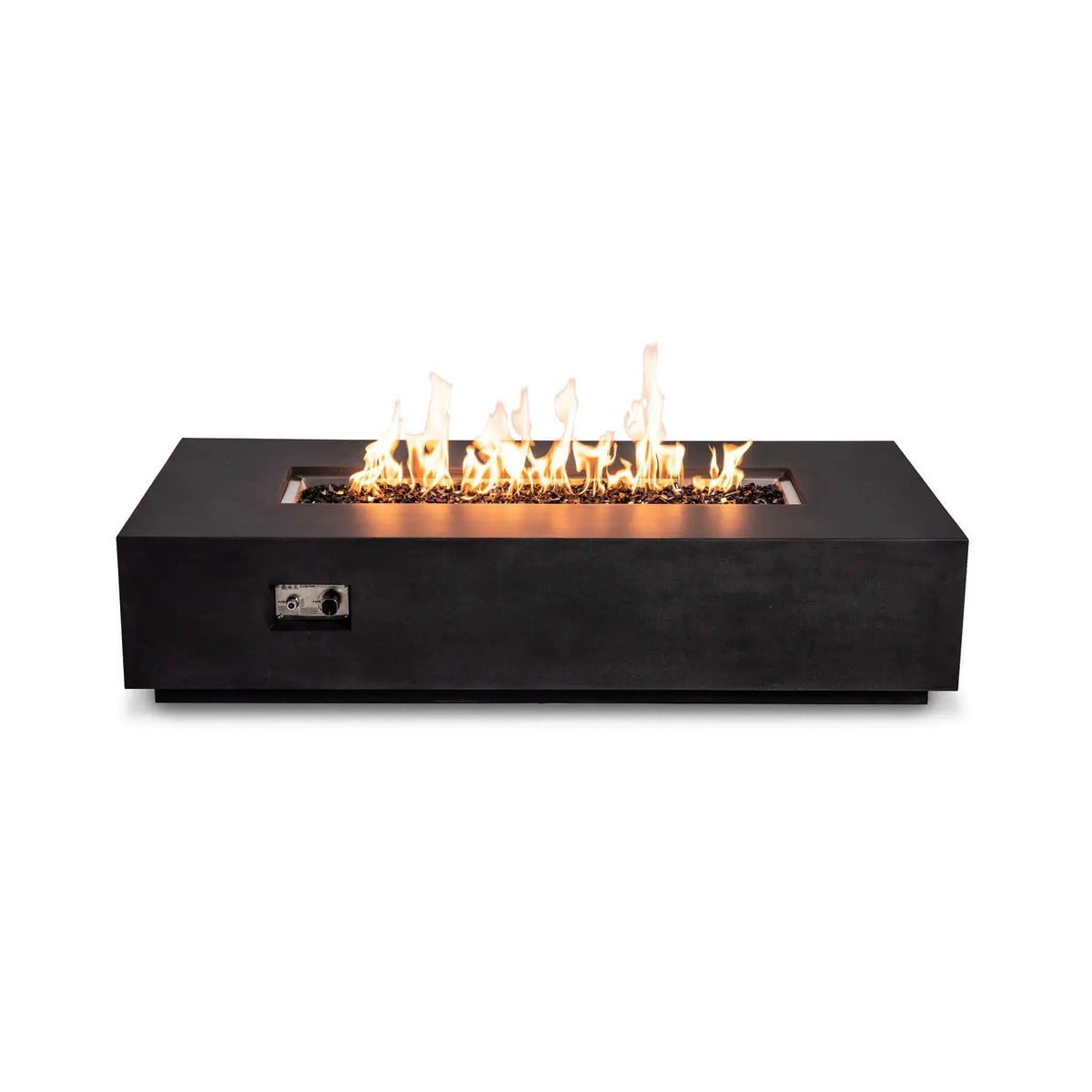 Flame Havens Refuge 68" x 30" Rectangle GFRC Fire Pit — Graphite Black, Natural Gas