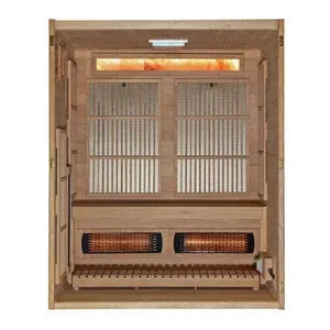 Golden Designs Soria Hybrid Sauna (Indoor) Full Spectrum and Harvia Traditional Stove | GDI-8330-01 | 3 Persons