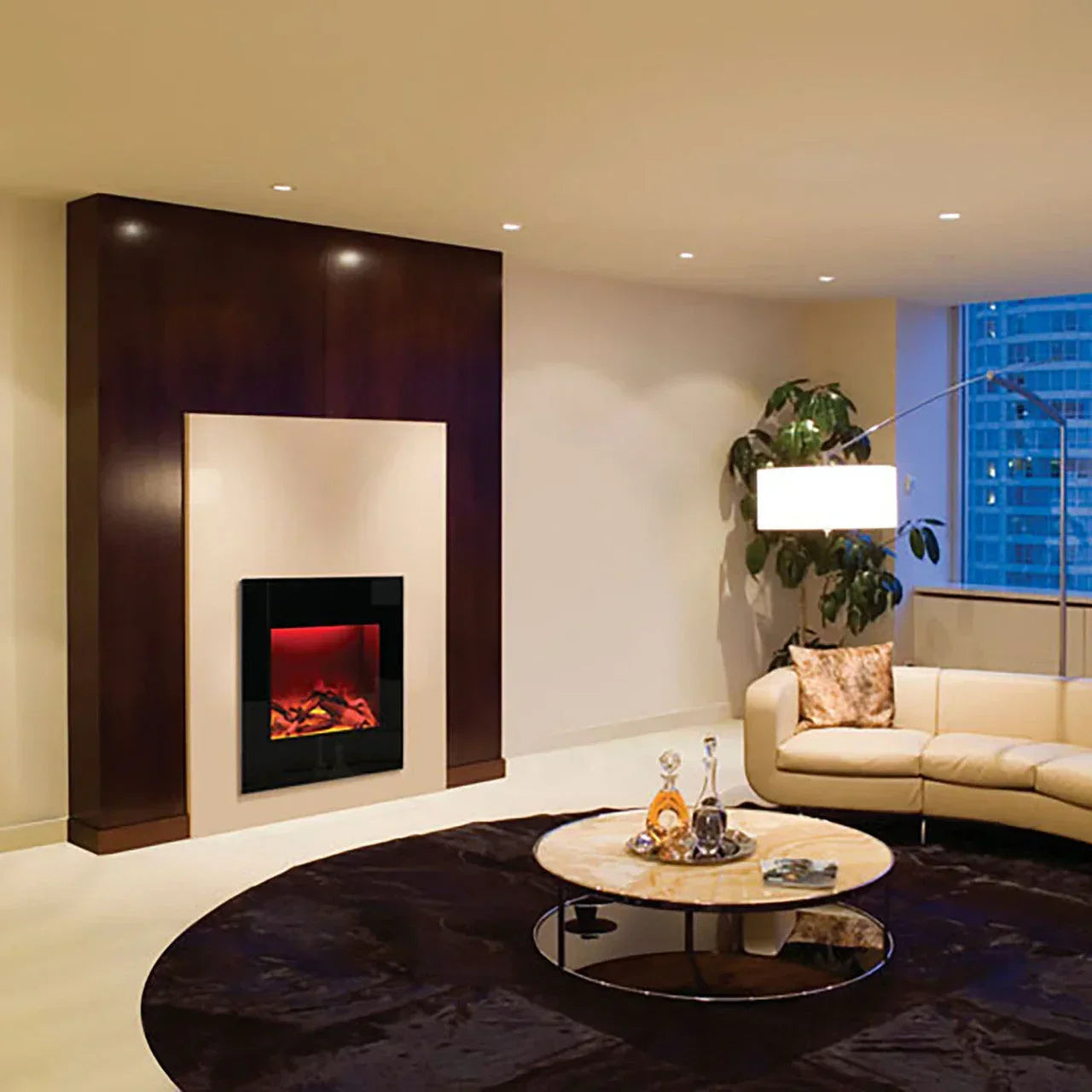 Amantii 24 inch WM-BI-2428-VLR-BG Zero Clearance Built-in Smart Corner Electric Fireplace