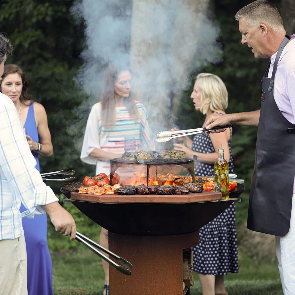 Arteflame Classic 40″ — Round Base Flat-Top Grill & Fire Bowl (CORTEN Steel) - Green Vista Living