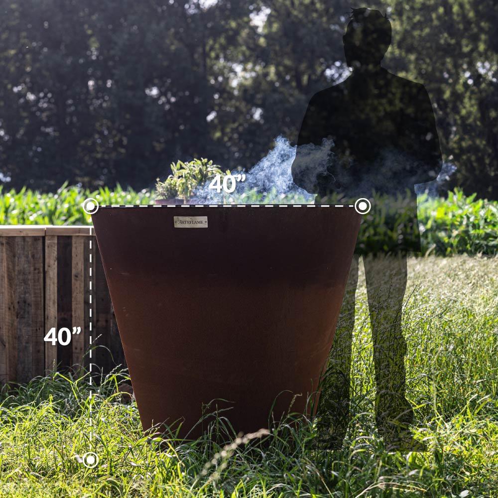 Arteflame One Series 40″ — XXL Flat-Top Charcoal Grill & Fire Bowl (Single-Piece CORTEN Body) - Green Vista Living