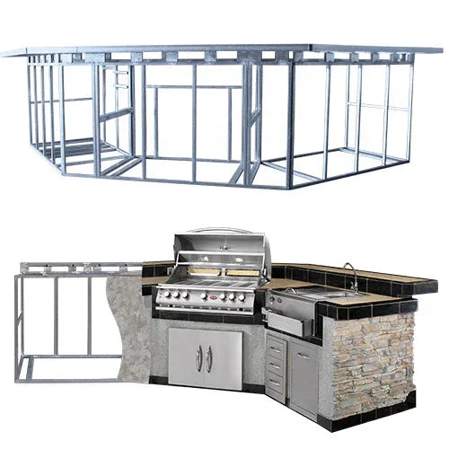 Cal Flame Laguna Q Platinum Series 3-Piece BBQ Island - GPV-3100