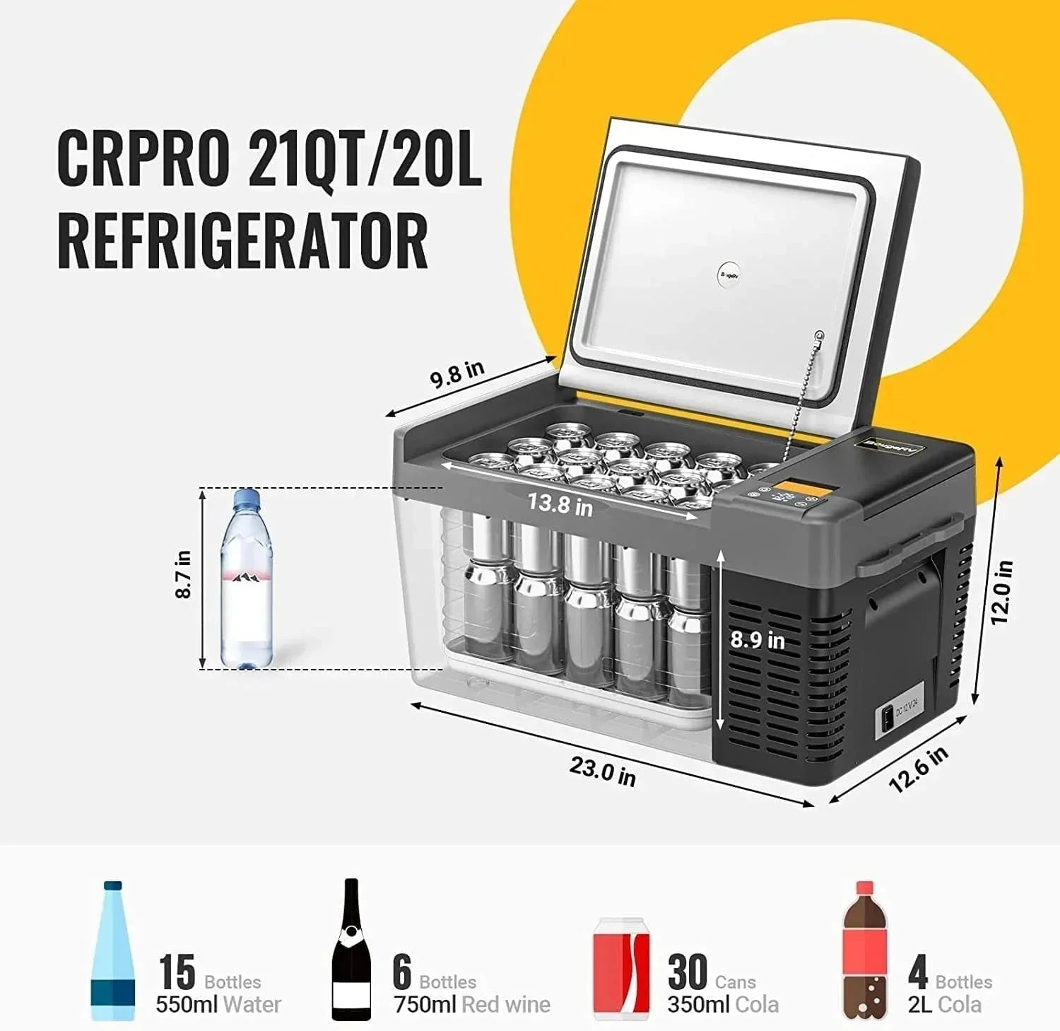 BougeRV CRPRO30 30 Quart 12V Portable Car Fridge Kit