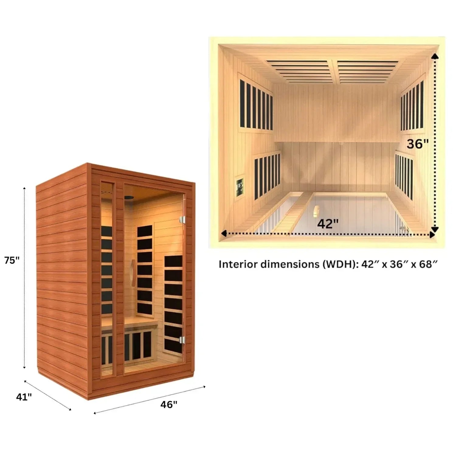 Golden Designs Low EMF 2-Person Dynamic "Cardoba" FAR Infrared Sauna with Hemlock Wood | Model: DYN-6203-01