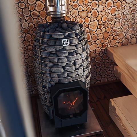 HUUM HIVE Flow LS 9.8kW Wood-Burning Sauna Stove w/ Firebox Extension