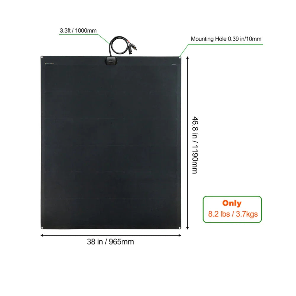 Lensun 240W 12V Full Black Flexible Solar Panel,25.8% BC Solar Cell